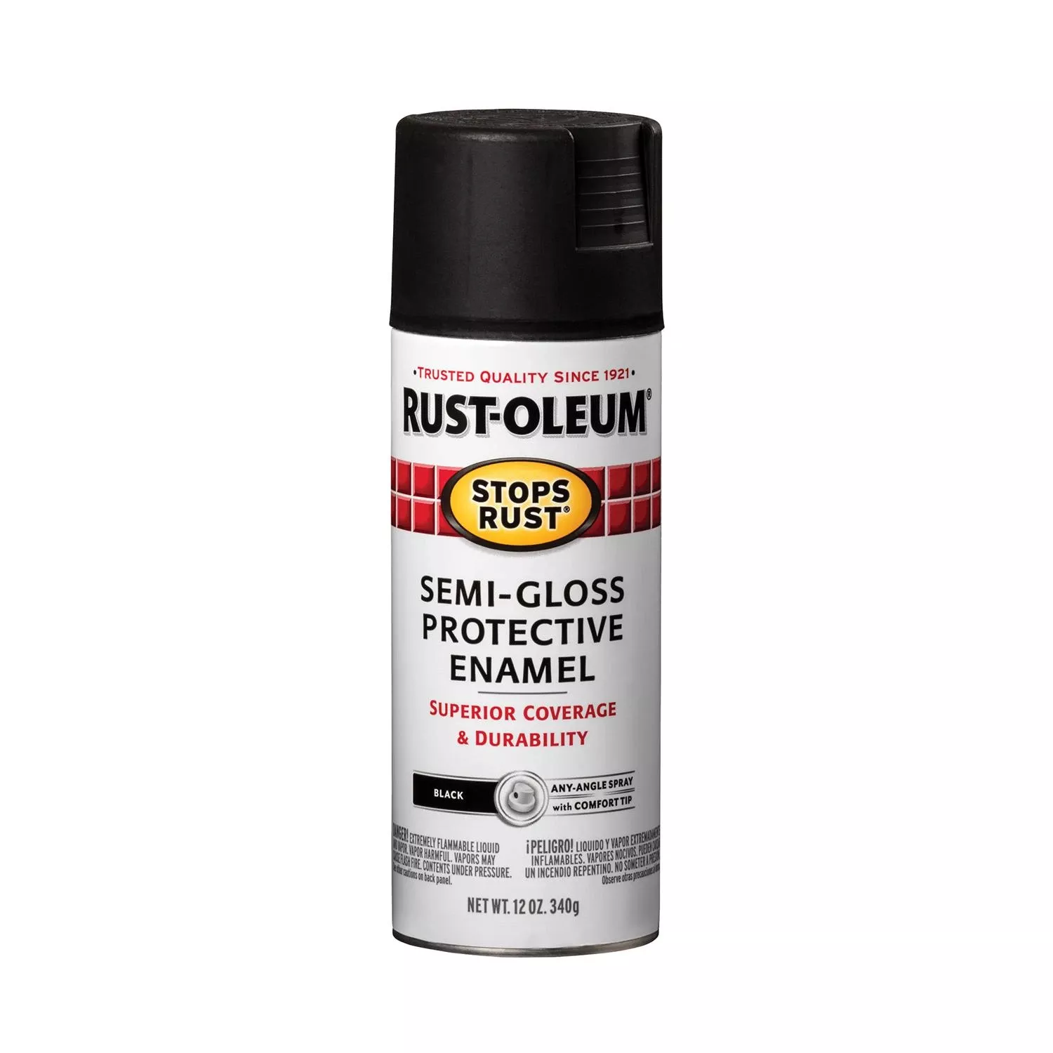 Stops Rust Spray Enamel, Black Semi-Gloss, 12-oz.