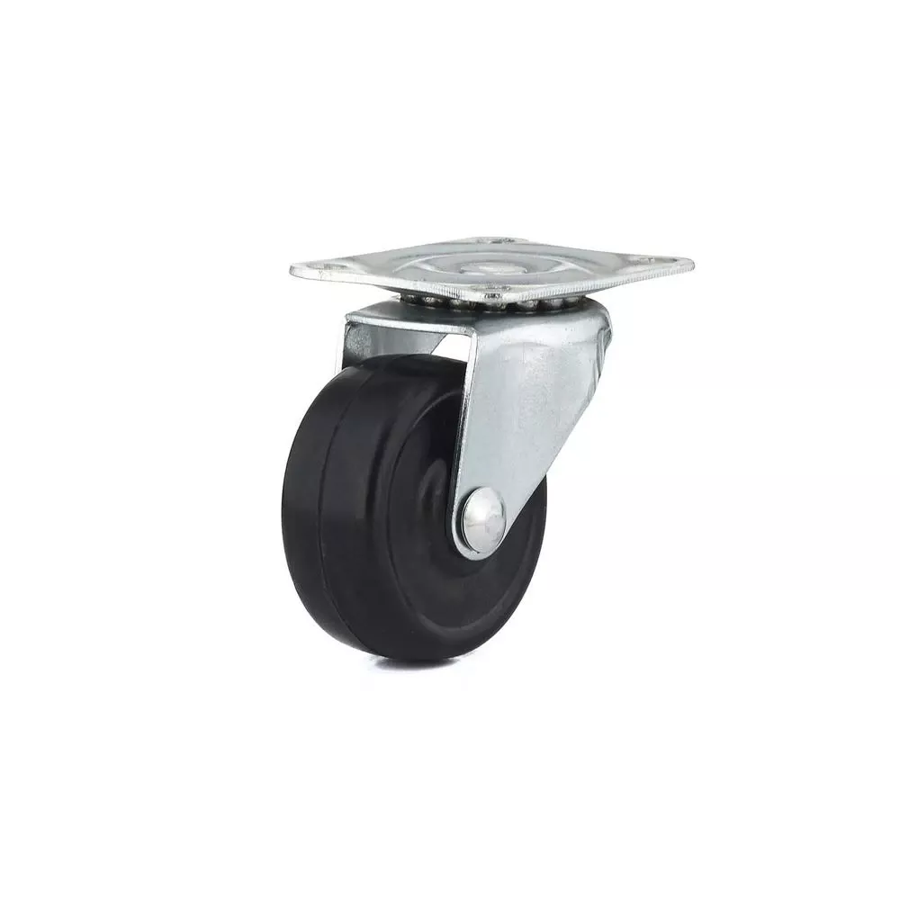 Swivel Plate Caster, Soft Rubber Wheel, 1-9/16 In.