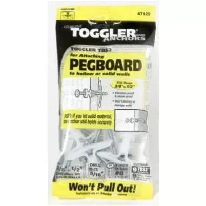 TBS2 Pegboard Wall Anchors, 3/8-1/2-In., 9-Pk.