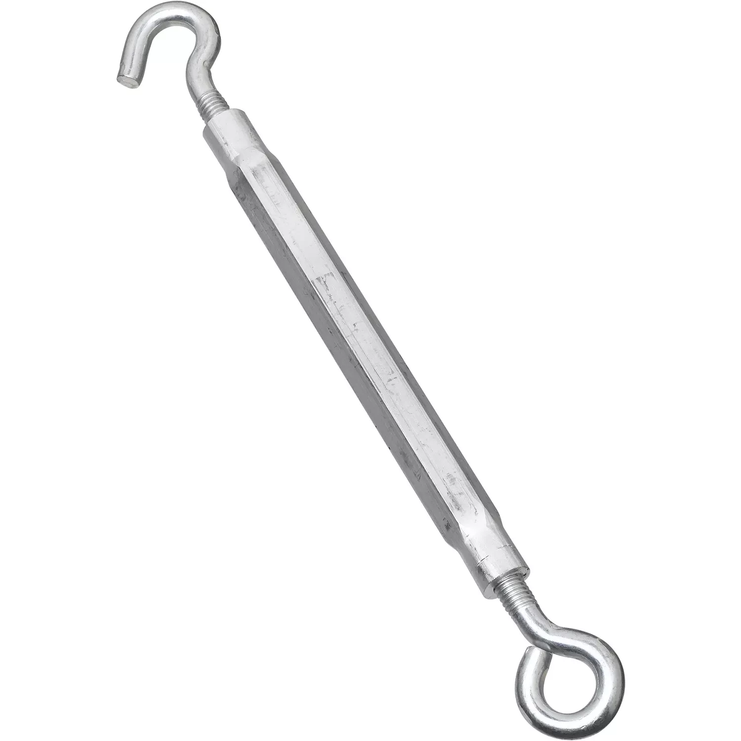 Turnbuckle, Hook & Eye, Zinc, 3/8 x 16 In.