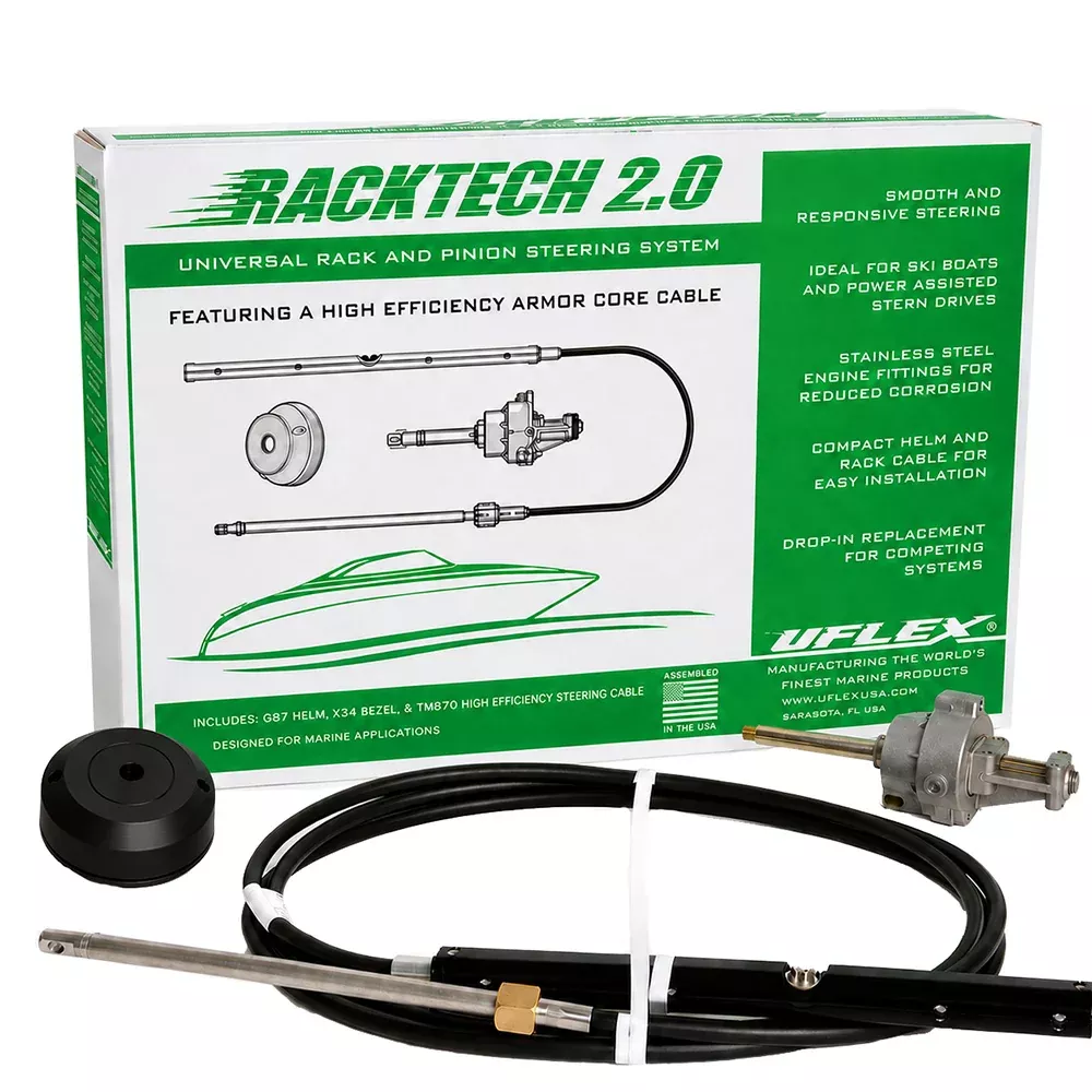 Uflex Racktech - 2.0 High Efficiency Rack Pinion System Kit - 11' Cabl