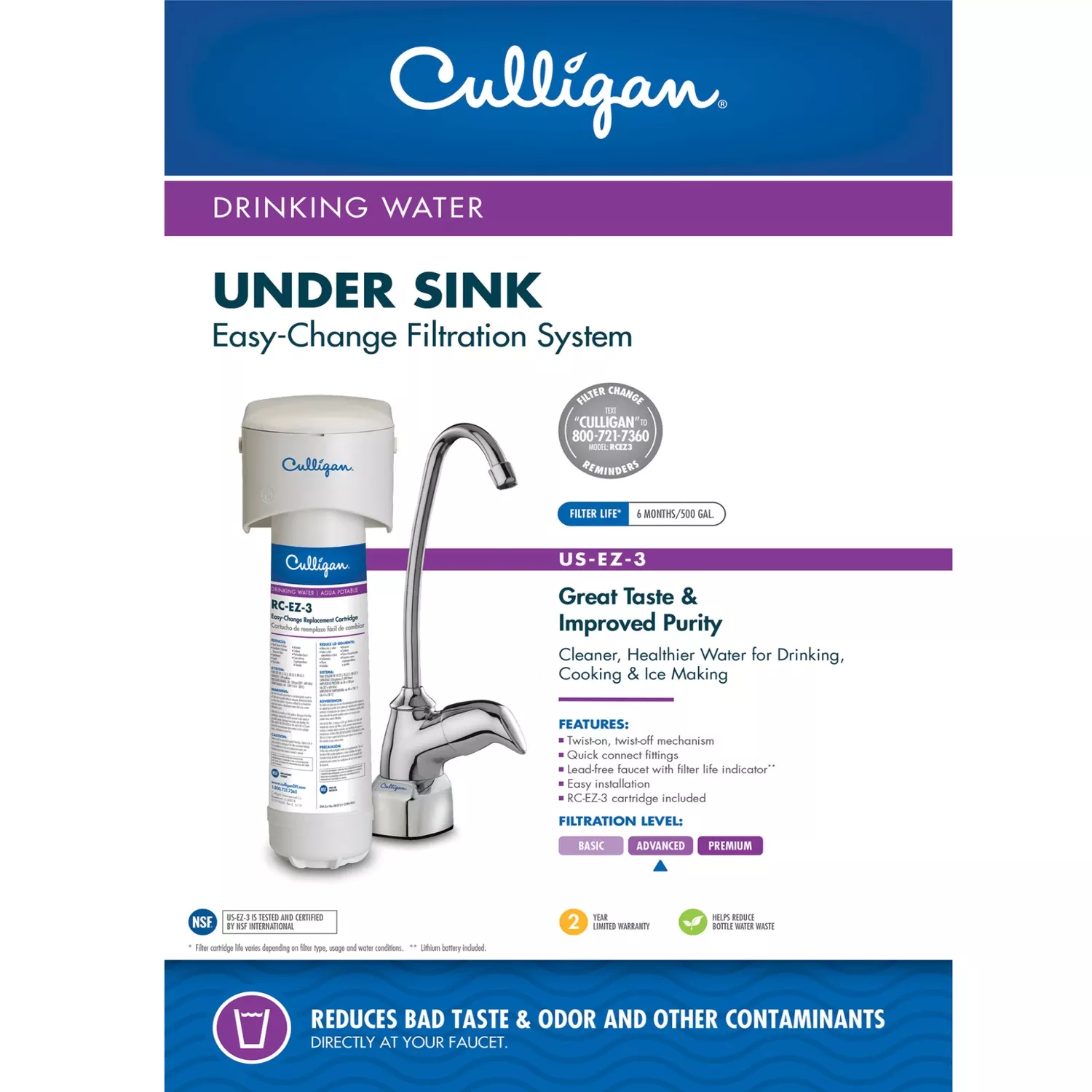 US-EZ-3 EZ-Change Under-Sink Drinking Water Filtration System