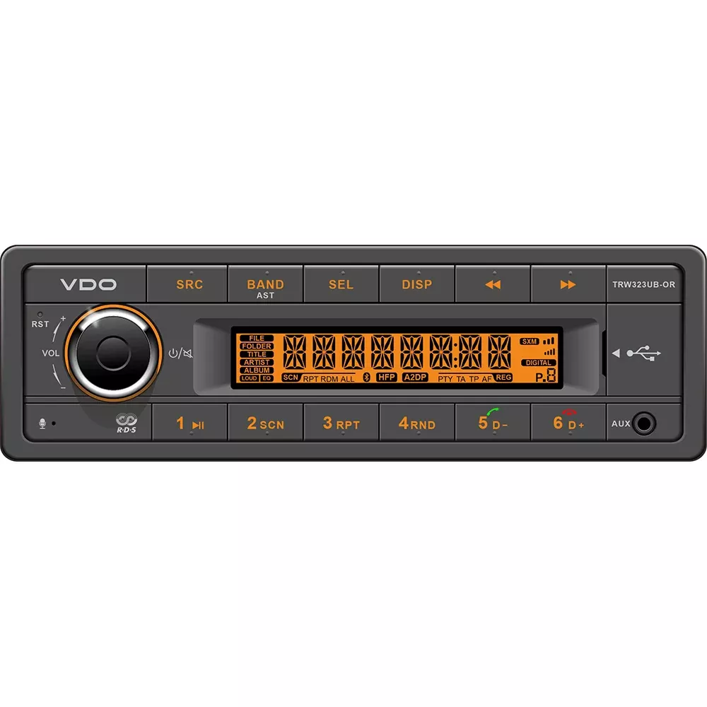 VDO 24V Radio w/FM RDS Tuner MP3/WMA/USB/Bluetooth - Orange Illuminati