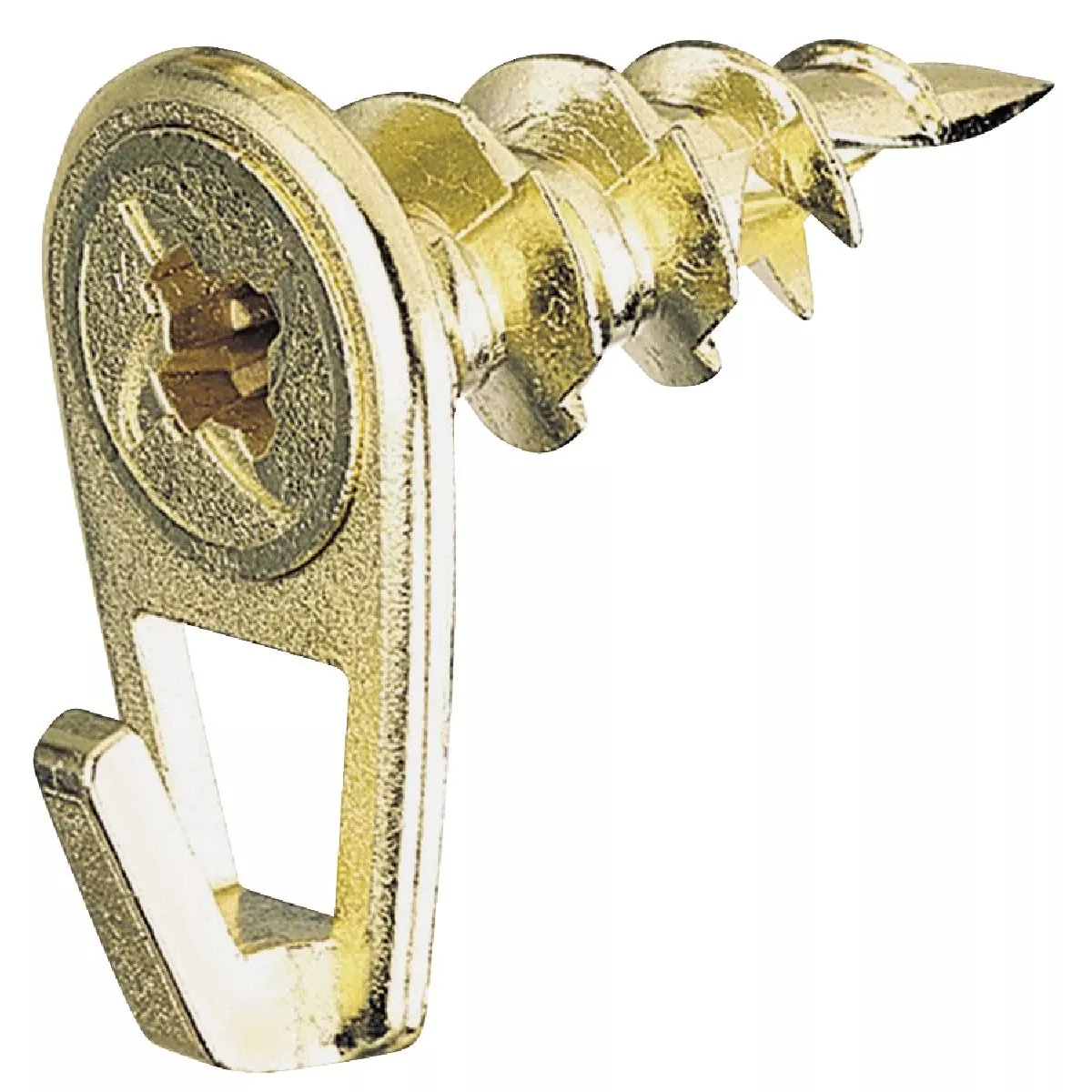 Wall Driller Picture Hooks, Brass, Small, 50-Lb., 2-Pk.