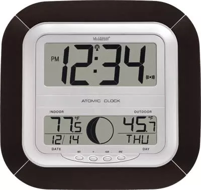 Ws-8418u-it Atomic Digital Wall Clock With Moon Phase And Thermometer