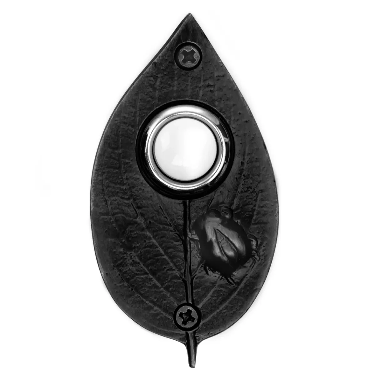 Ww015b Solid Brass Ladybug On Leaf Doorbell In Black Finish