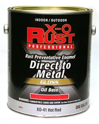 X-O Rust Premium Anti-Rust Oil-Base Enamel, Hot Red Gloss, 1 Gallon