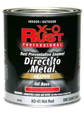 X-O Rust Premium Anti-Rust Oil-Base Enamel, Hot Red Gloss, 1 Qt.